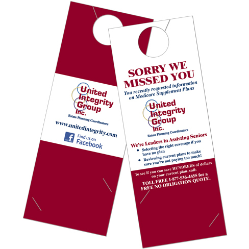 Door Hanger with Business Card Slits